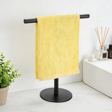 T-Shape Matte Black Towel Holder: Hand Towel Rack for Bathroom/Kitchen