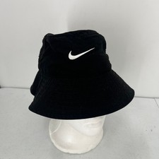 Nike Kids Black Bucket Hat UPF 40 Plus Sun Protection Swoosh Logo 90s Y2K Beach