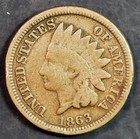 Nicer Civil War Date 1863 COPPER NICKEL INDIAN HEAD CENT. — photo 1