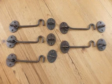 5 Iron Hook & Latch Eye Lock Window Hand Forged Barn Cabin Door **SOME RUST**