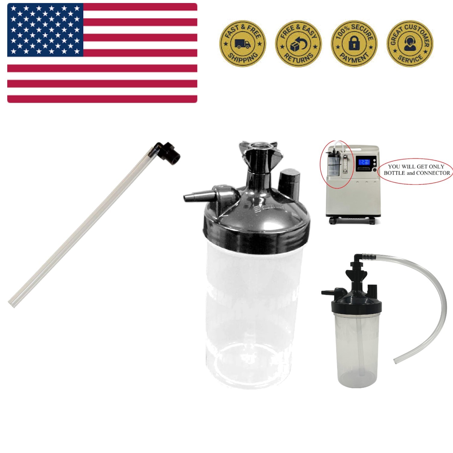 Bottle And Tubing Connector Elbow 12" For Portable Oxygen Co