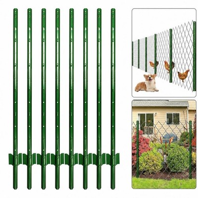 Heavy Duty Metal Fence Posts 4ft 5ft 6ft 8 Pack with Adjustable Tabs Tool Set