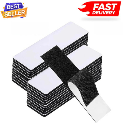 20 Sets Heavy Duty Hook & Loop Adhesive Strips 1x4  Black Sticky Back Fastener