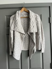 Loft Sweater small Cream cardigan womens open knit acrylic Cotton Wool