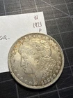 USA Silver Morgan Dollar 1921 P Toned Unc Obv Scr