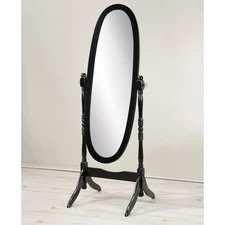 Roundhill Furniture Monks Hood Traditional Wooden Floor Cheval Mirror - Black