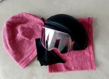 Lot of 3 Items Balaclava Case Ski Goggles Snowboard Glasses Snow Adult Wm Pink 