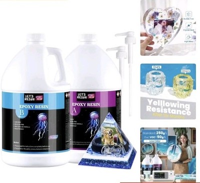 2 Gallon Epoxy Resin with Pumps, Bubble Free, Crystal Clear Crafting DIY Pour 
