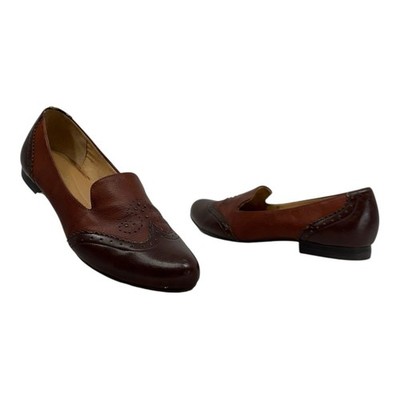 NATURALIZER Womens 9.5 Leather Loafers LERATO Work Flats Studded Comfort BROWN