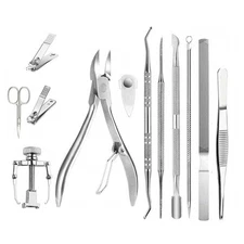 12Pcs Steel Ingrown Toenail Corrector Tool Treatment Nail Clipper Pedicure Kit