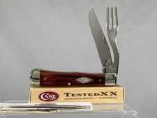 1999 CASE XX USA 7254 HB SS Rosewood Hobo Trapper Knife & Fork IN OMP BOX