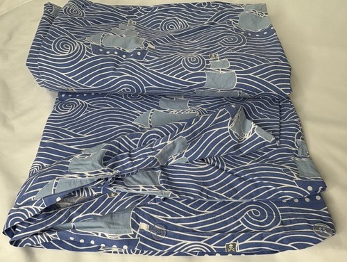 Land of Nod Bettbezug Blau Piratenschiffe auf See 100% Bio Baumwolle Twin Size - Bild 5 von 15