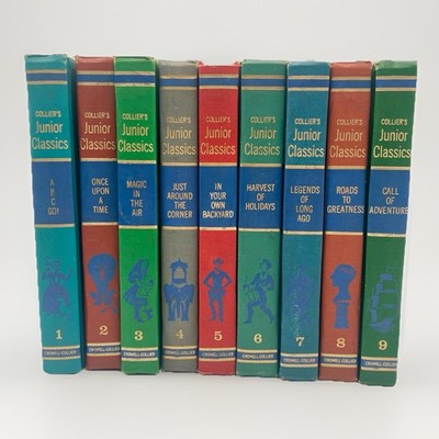 Vintage Collier Junior Classics Books 1-9 Set 1962 Kids Illustrated Decor