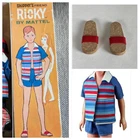 Vintage 1964 Ricky orginal Mattel Barbie  #1090 Complete swimwear outfit sandals