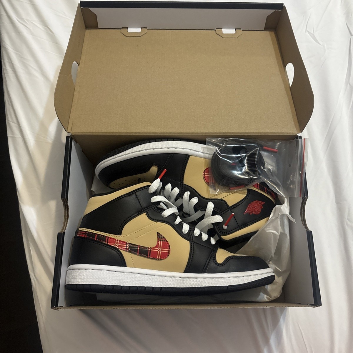 Size 5.5- Jordan 1 Mid SE Tartan Swoosh | eBay