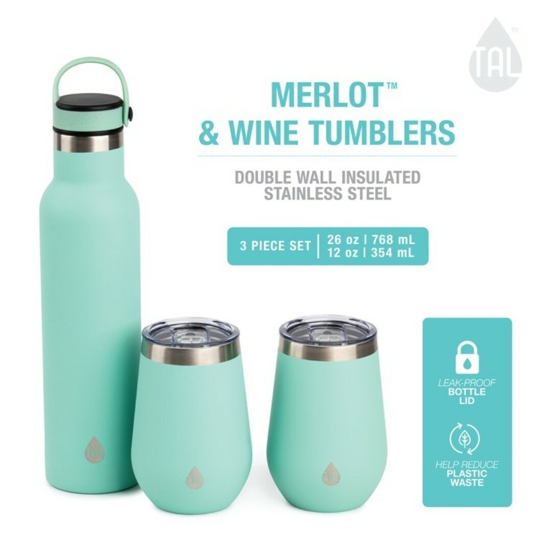 TAL Stainless Steel Ranger Wine Tumblers 26 fl oz. 3 Pack, Teal eBay