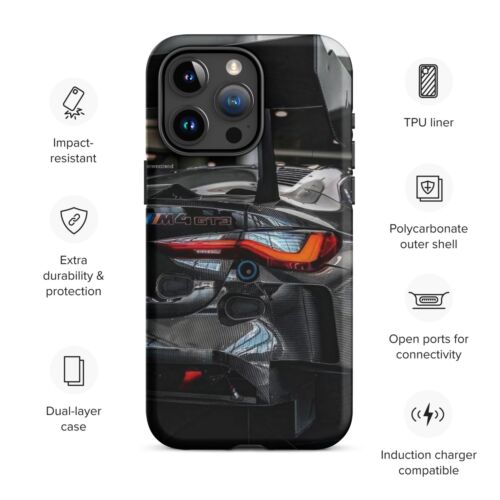 BMW M4 GT3 Car Tough iPhone Case For 11 to 15 Models - in Matte - Foto 1 di 20