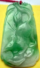 2025 Happy Chinese New Year of Snake, 12 Zodiac Animals Green Jadeite Pendants