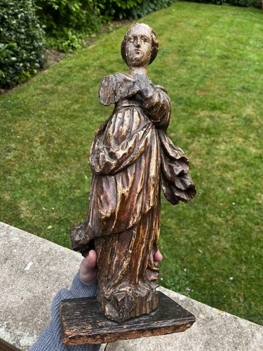 17th Century Antique European Carved Polychrome Figure Sculpture Flemish Rare - Picture 3 of 24