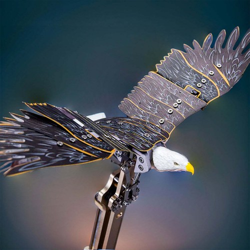 Bald Eagle Sculpture Kit with Flapping Wings Metal Model DIY Assembly Toys - Picture 11 of 11