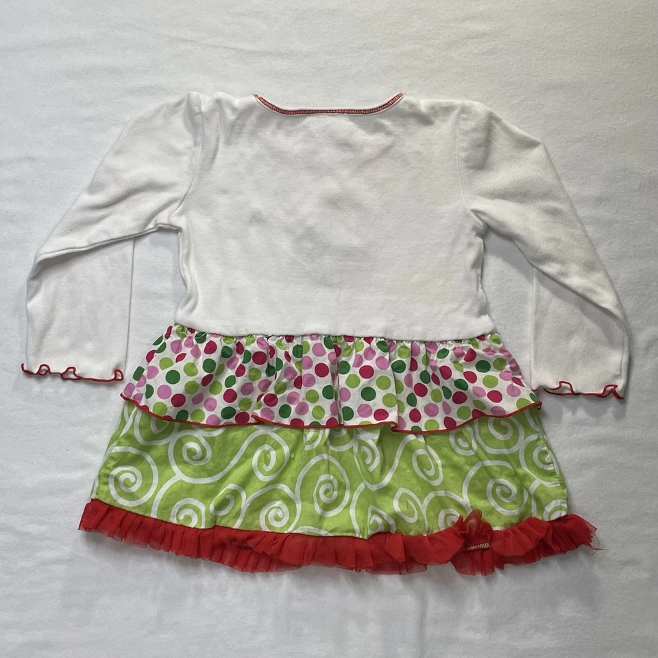 Ann Loren Girl’s Reds & Greens Embroidered Christmas Tree Dress Sz 6 - Image 2 of 4