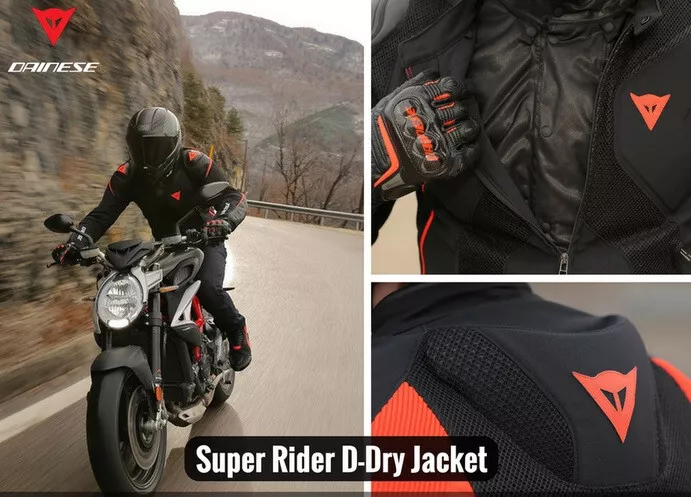 Jacket Dainese Super Rider Dry Black Red TG 48 Fluo Jacket | eBay