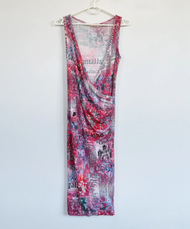 Womens JOHN GALLIANO Dress Gazette Newspaper Vintage Dresses Logo DIOR - Image 2 of 4