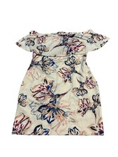 Belle Badgely Mischka Off Shoulder Floral Dress White Blue and Orange Size 14