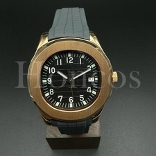 Custom Made PP Style Watch NH35 Automatic Movement Aquanaut BLK Dial RG Bezel GY