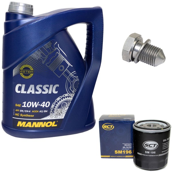 MotoröL ÖLfilter SM196 10W40 5 Liter + ÖLablassschraube FüR Seat Arosa VW Lupo-image