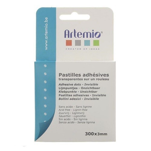 Pastilles adhésives 3D Artemio transparentes de 3mm en rouleau de 1500 pièces