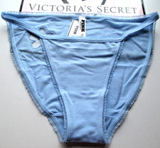 VICTORIA'S SECRET PINK Cotton String Bikini Panty M L XL Blue Daisy Ruffle NWT