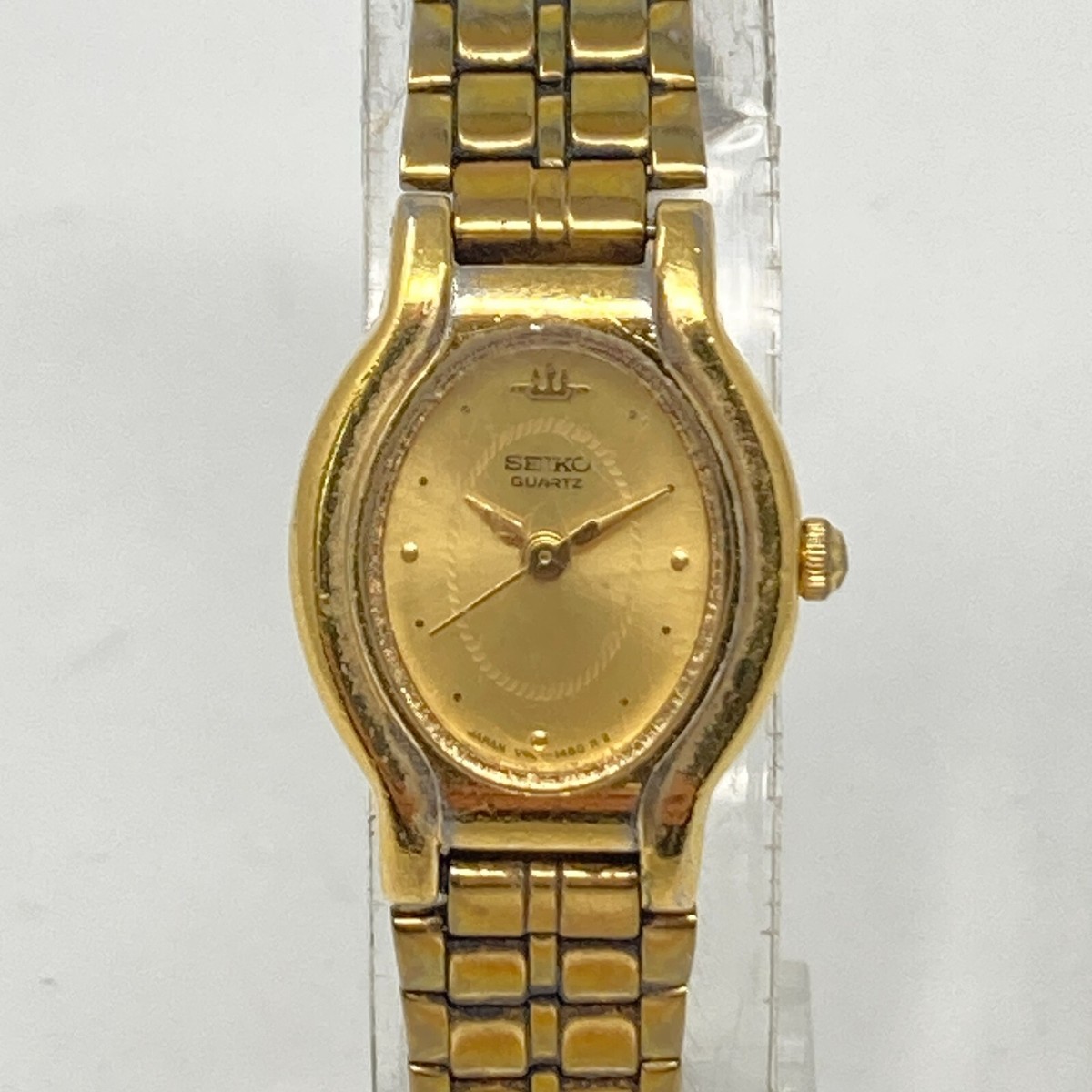 Vintage Seiko Galaxy Watch Women 18mm Gold Tone V401-5270 Oval New