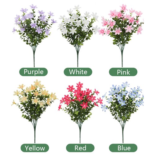 Flores artificiales de lirio de lluvia imitación hojas de eucalipto 6 piezas para fiesta en casa boda - Imagen 4 de 19