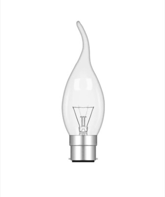 PREMIUM GLOCKE DOPPELLEBEN 25W B22 BC KLAR GEBOGEN SPITZE DIMMBAR KERZENGLÜHBIRNEN x2