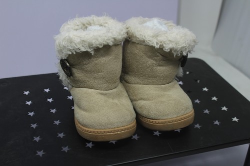 Koala Baby Brown Suede Boots Buttons Faux Fur Lined Winter Booties - Picture 3 of 5