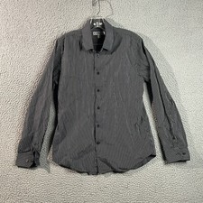 Express Shirt Mens Medium Black Striped Fitted Button Up Collared Modern Adult