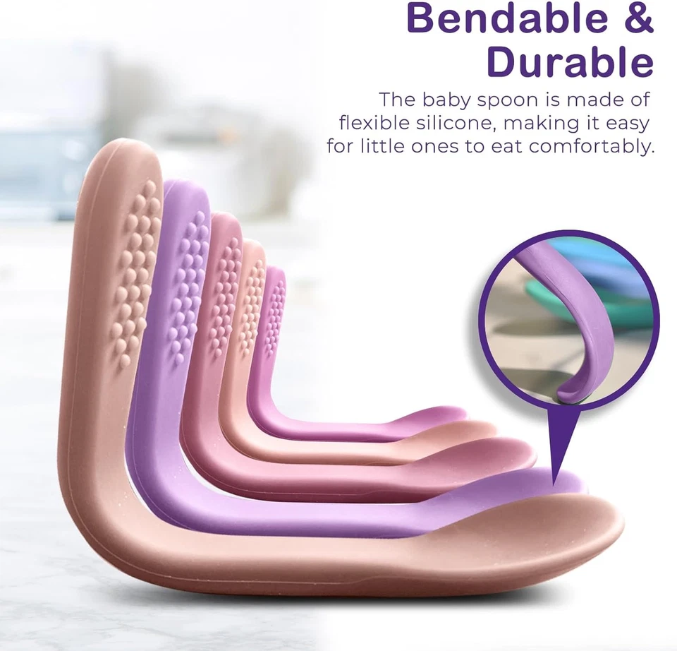 Baby Spoons First Stage Silicone Baby Spoon – Self Feeding Baby Utensils – Infan - Image 2 of 4