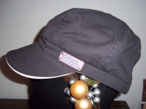 Harley Davidson motorcycle women newsboy cap hat gray pink Breast Cancer aware - Picture 2 of 9