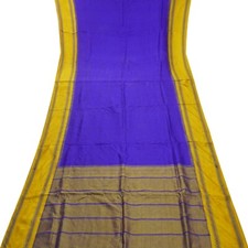 Vintage Blue Sarees 100 Pure Silk Handwoven South Indian Sari 5YD Craft Fabric
