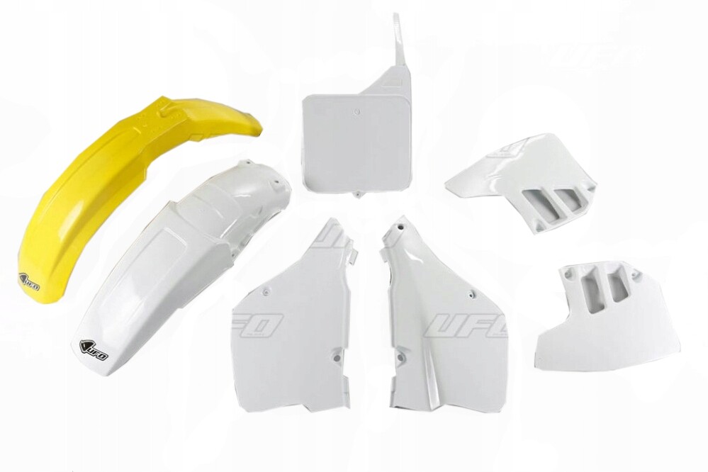 Kit plastique Suzuki RM 250 1992 couleur OEM blanc et jaune pour carrosserie moto cross