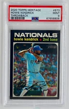 2020 Topps Heritage HOWIE KENDRICK PSA 9 Throwback Variation SSP #673 Expos Pop2