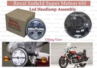 "\" Royal Enfield Super Meteor 650 Schwarz & Silber Led-Scheinwerfer-Baugruppe...."