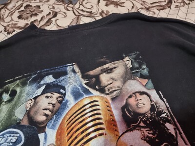 50 CENT JAY Z ROCK THE MIC TOUR 2003 vintage t shirt RAP TEE Hip