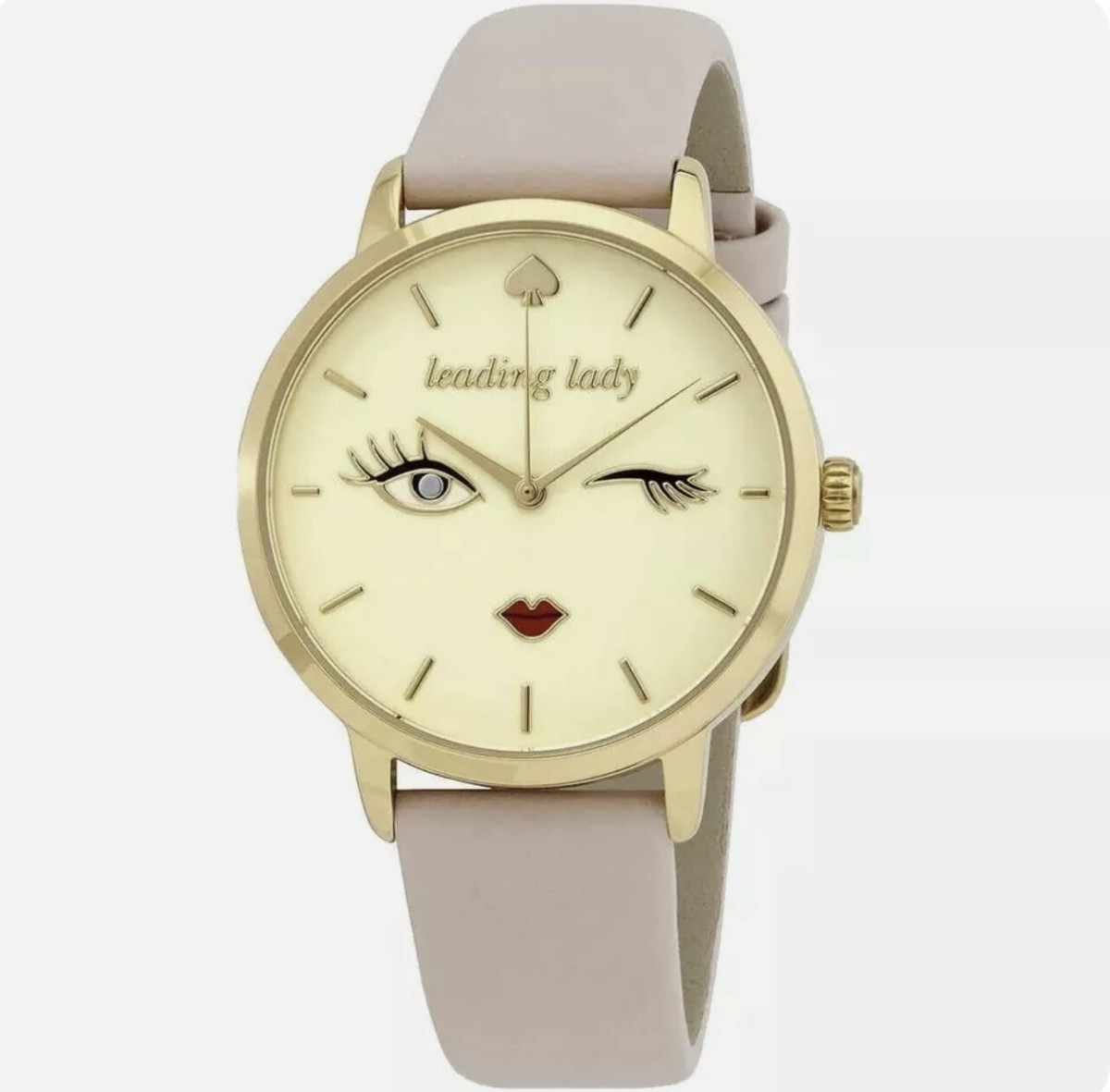 KATE SPADE Womens Winking Eye Gold Watch Cream Dial Blush 