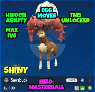 Pokemon Scarlet Violet (#191C) SAWSBUCK Autumn SHINY Egg