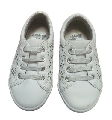 JANIE and JACK Size White Leather Sneakers Casual Laces