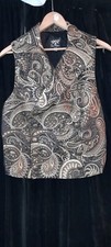 Victorian Steampunk Vampire Goth SHRINE Hollywood Brocade Waist Vest Gold S Rare
