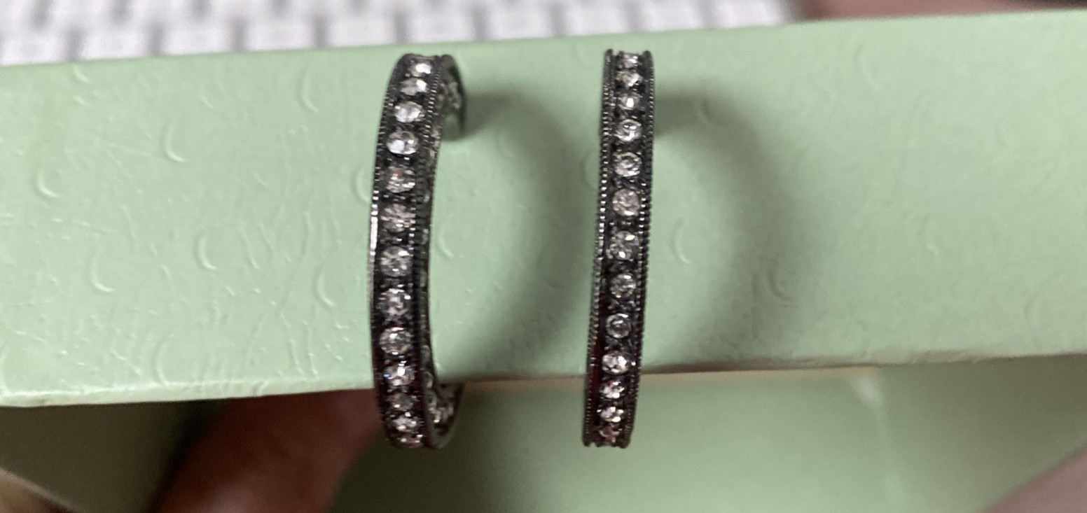 KJL Kenneth J Lane Rhinestone Hoop Clip On Earrin… - image 1