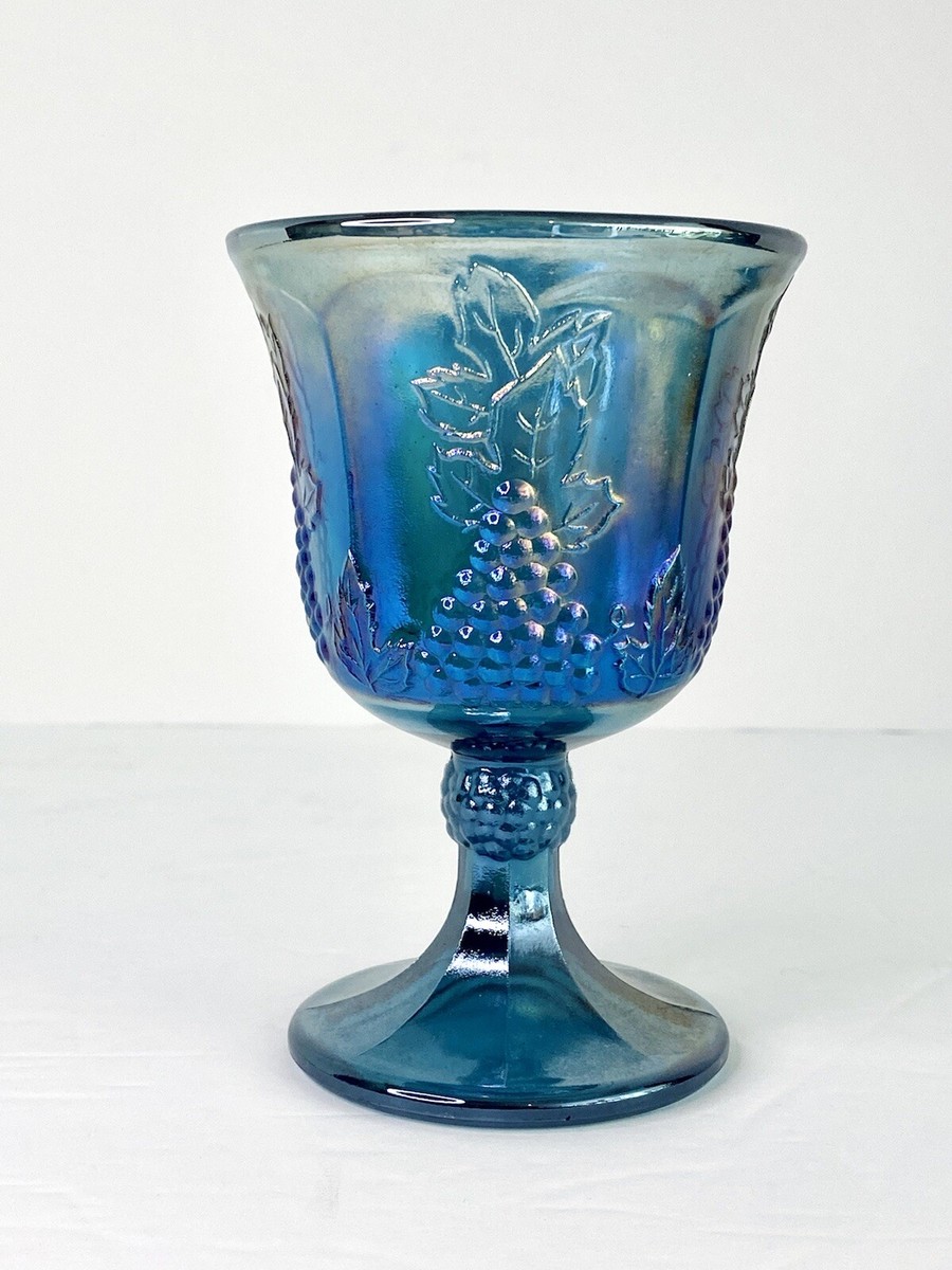Vintage Indiana Blue Carnival Glass Harvest Grape Set Pitcher 2